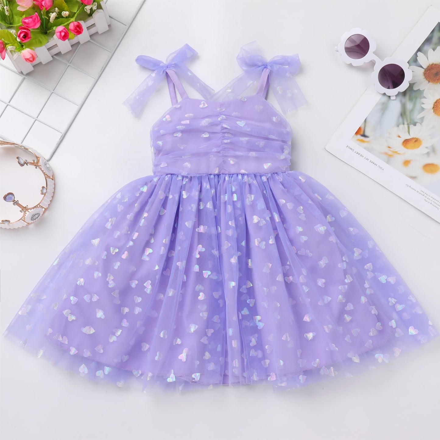 Idopip Baby Girls Sequin Heart Tutu Dress Summer Sleeveless Backless Princess Birthday Party Dresses Toddler Girl First Communio