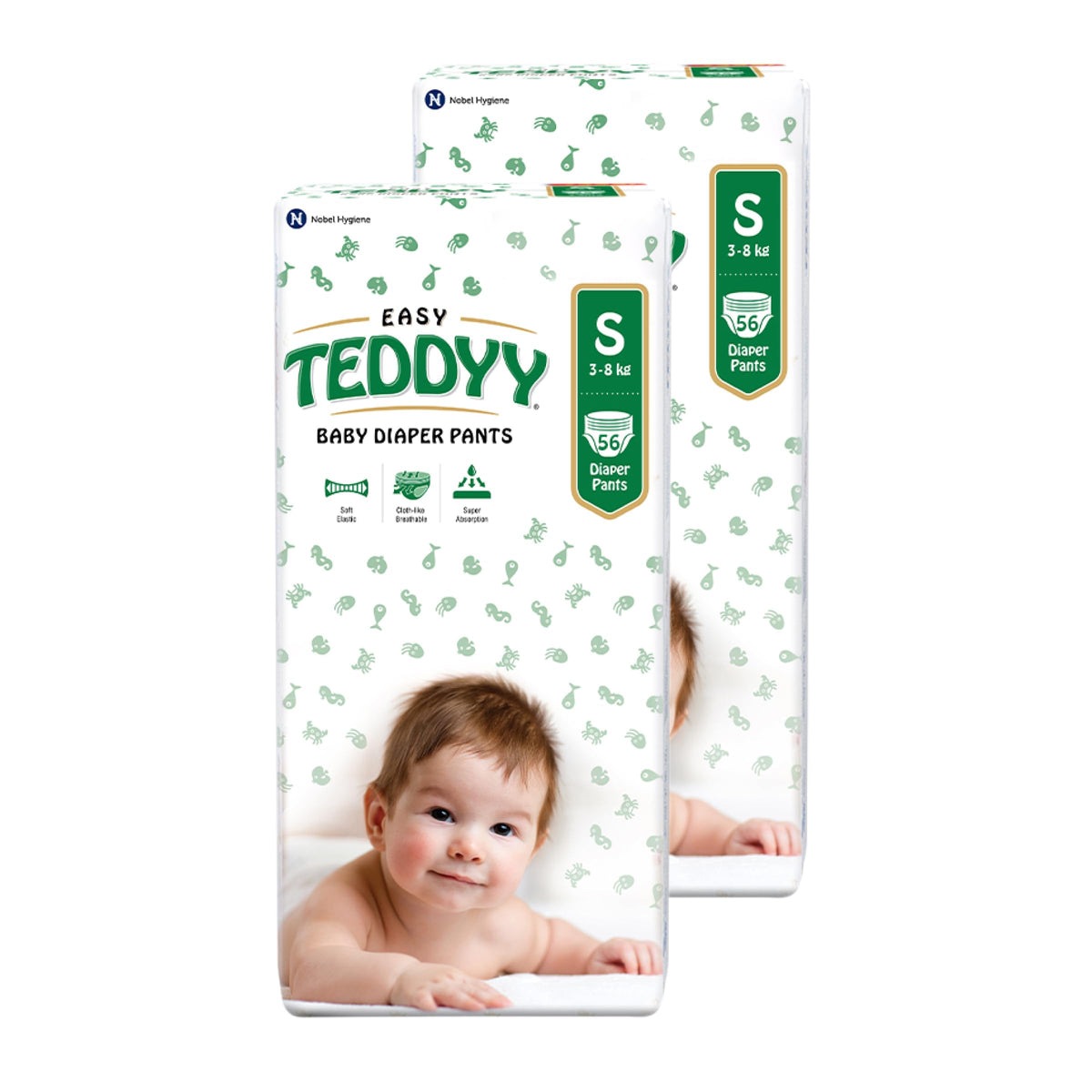 Teddyy Easy Baby S Size Diaper Pant Style |102 Count (Small) | 38 Kg (Pack Of 6) | Long Protection Hours | AntiBacterial | Air