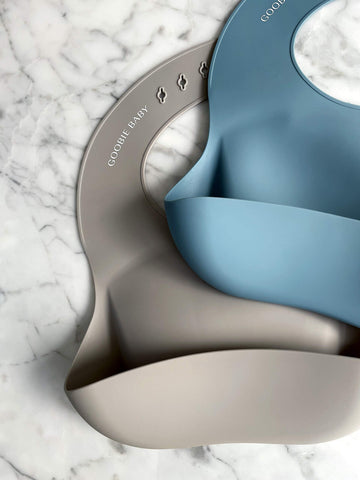 Goobie Baby Silicone Baby Bib With Food Catcher - Adjustable Waterproof Feeding Bib For Babies & Toddlers 4 To 36 Months In Styl