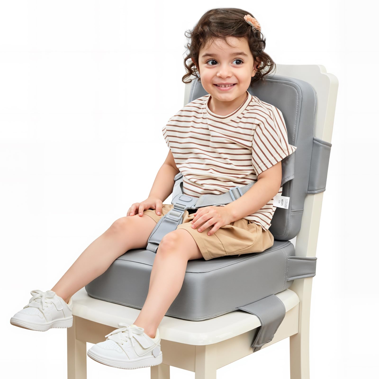 HOMEAL Booster Seat for Kitchen Chair - Compact Toddler Dining Seat with Easy-Install Straps & Wipeable Surface - Breathable Fab