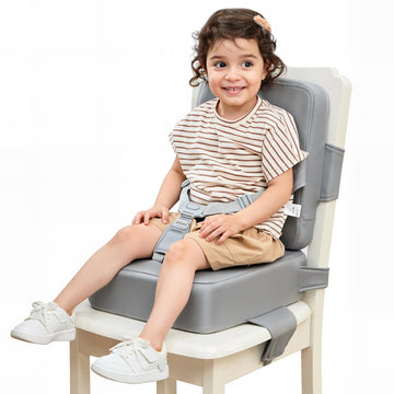 HOMEAL Booster Seat for Kitchen Chair - Compact Toddler Dining Seat with Easy-Install Straps & Wipeable Surface - Breathable Fab