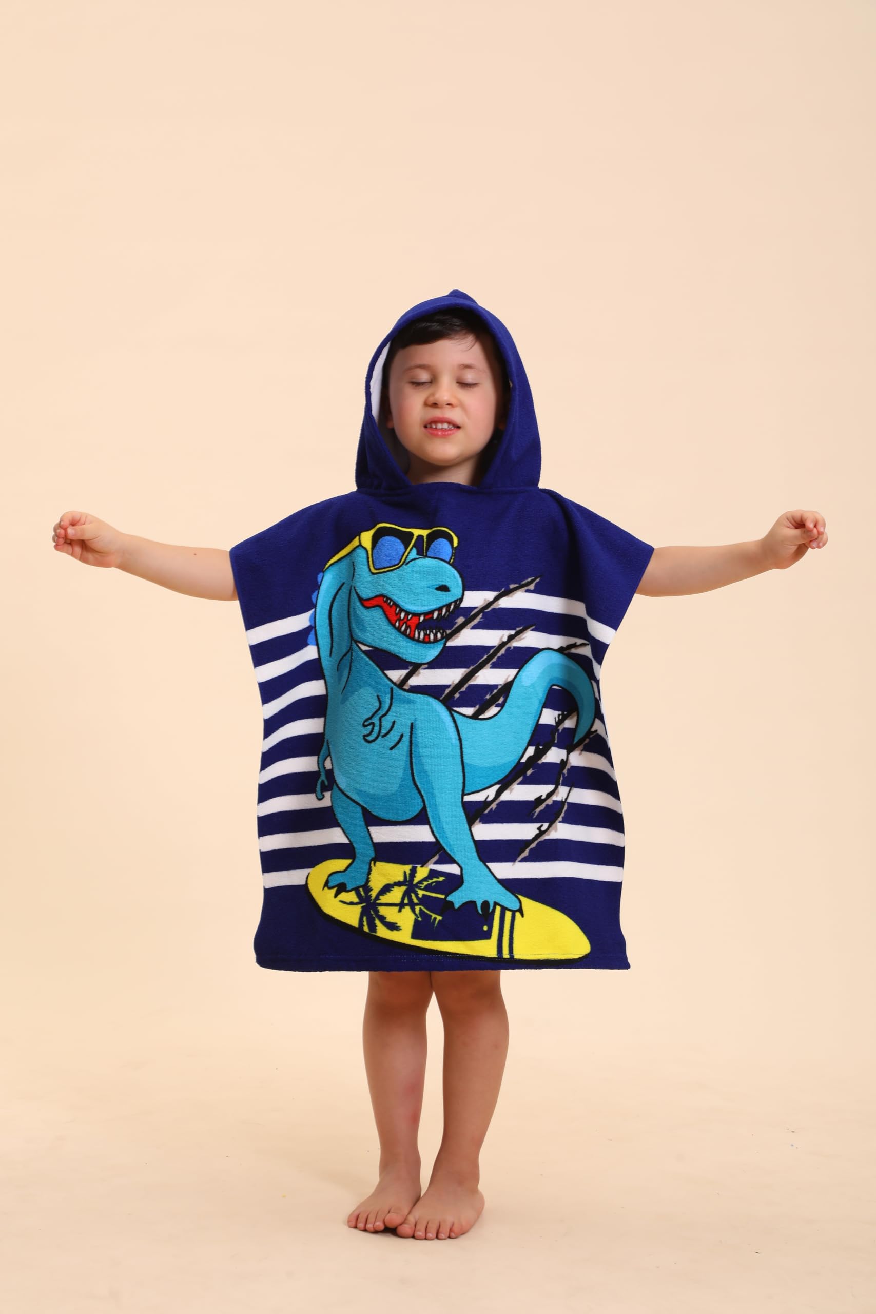 TEHALK Dinosaur Hooded Towels for Kids/Toddler/Boys/Girls, Poncho Beach Towels for Pool/Swimming, Towel Robes/Wearable Towel for
