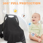 Baby Car Seat Cover Muslin Infant Carseat Canopy, Peekaboo Opening Car Seat Covers, Unisex Large Universal Fit Lightweight Breat