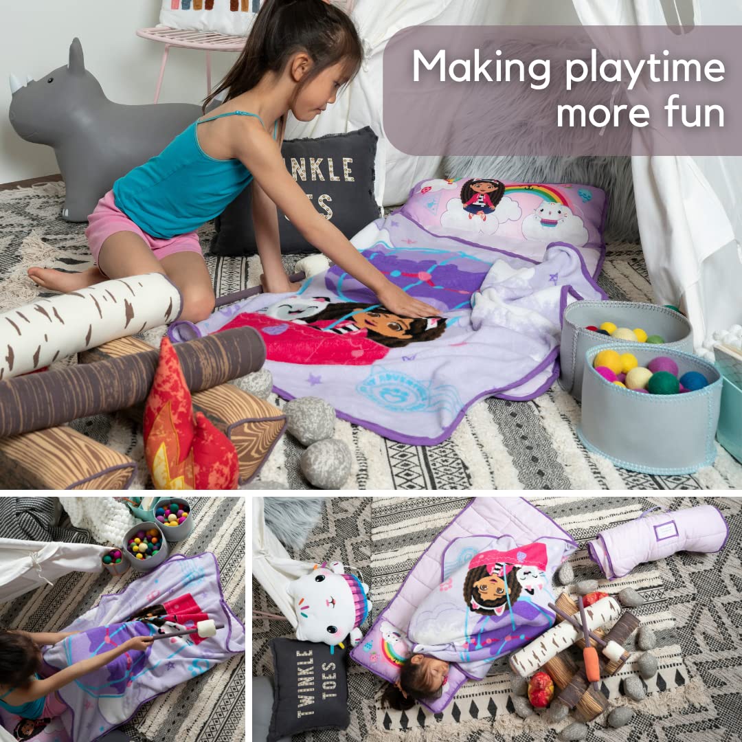 Dreamworks Gabby'S Dollhouse 24'(W) X 45'(L) Soft Toddler Nap Mat With Pillow And Blanket Perfect For Preschool, Daycare, And