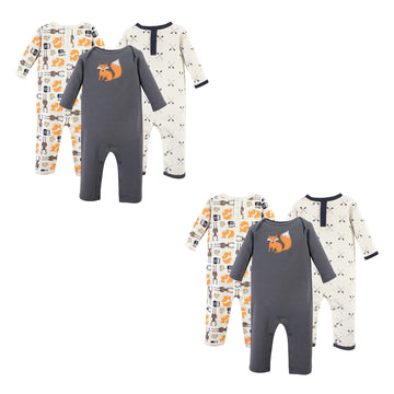 Hudson Baby Unisex Baby Cotton Coveralls Forest 6-Piece, 9-12 Months