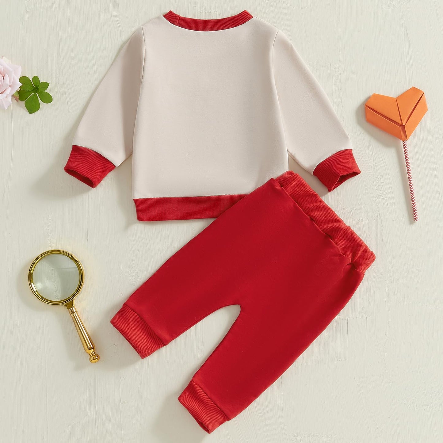 Baby Boy Fall Clothes Set Long Sleeve Letter Print Sweatshirt Pants Valentines Day Outfits 6 12 18 24 Months 2T (Red Crusher, 3-