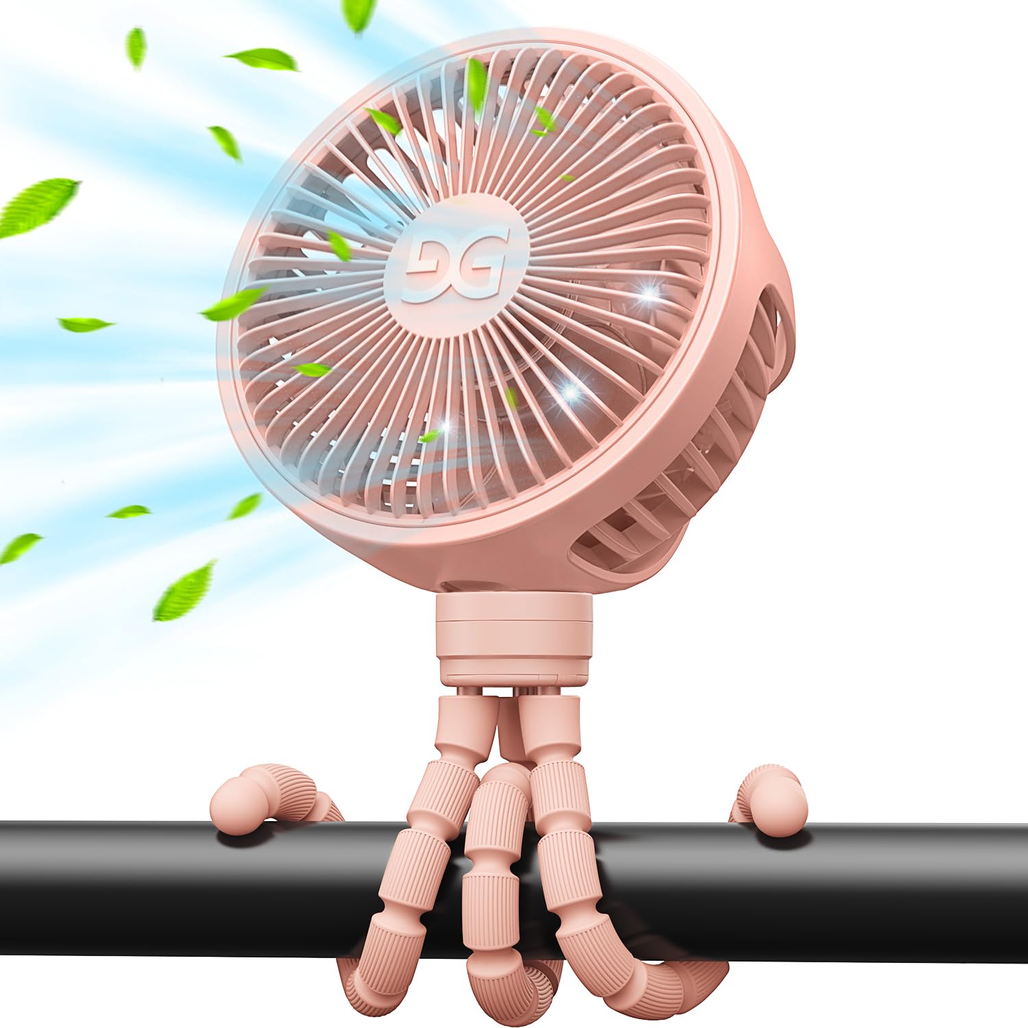 GUSGU Stroller Fan Clip on for Baby, Flexible Tripod & Rechargeable Battery, Small Personal Fan, Mini Portable Fan for Travel, H