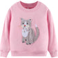 Girls Cat Sweatshirt Long Sleeve Crewneck Cotton Kitten Pullover Tops Animal Shirts Toddler Winter Clothes Kids Pink Sweater 6T