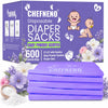 Baby Disposable Diaper Sacks (600 ct.) Fresh Baby Powder Scented, Easy-Tie Diaper Sacks Disposal Bulk Diaper Sacks Dog Poop Bags