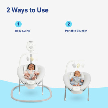 Graco Sway2Me Portable Baby Swing And Bouncer Seat With Music, Sounds, And Adjustable Settings, Watson Collection