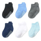 Qiyiendian 6 Pairs Non Slip Cozy Warm Ankle/Low Cut Socks With Grips For Baby Infant Toddler Kids Boys Girls(5-A Six Color,5-7 Y