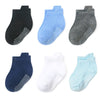 Qiyiendian 6 Pairs Non Slip Cozy Warm Ankle/Low Cut Socks With Grips For Baby Infant Toddler Kids Boys Girls(5-A Six Color,1-3T)