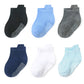 Qiyiendian 6 Pairs Non Slip Cozy Warm Ankle/Low Cut Socks With Grips For Baby Infant Toddler Kids Boys Girls(5-A Six Color,6-12