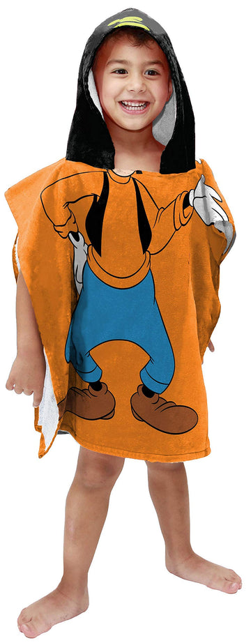 Disney Goofy Kids Bath/Pool/Beach Hooded Poncho - Super Soft & Absorbent Cotton Towel, Measures 22 X 22 Inches (Official Disney