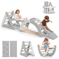 BIERUM Pikler Triangle Set, Plastic 8 in1 Toddler Climbing Toys Indoor with Comfortable Hammock,Foldable Pickler Climbing Set, J