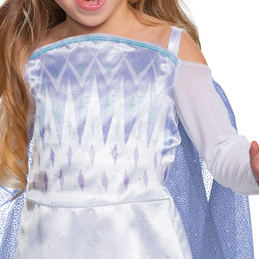 Disguise Disney Frozen 2 Elsa Costume For Girls, Classic Dress And Cape Outfit, Child Size Small (4-6X), White & Blue