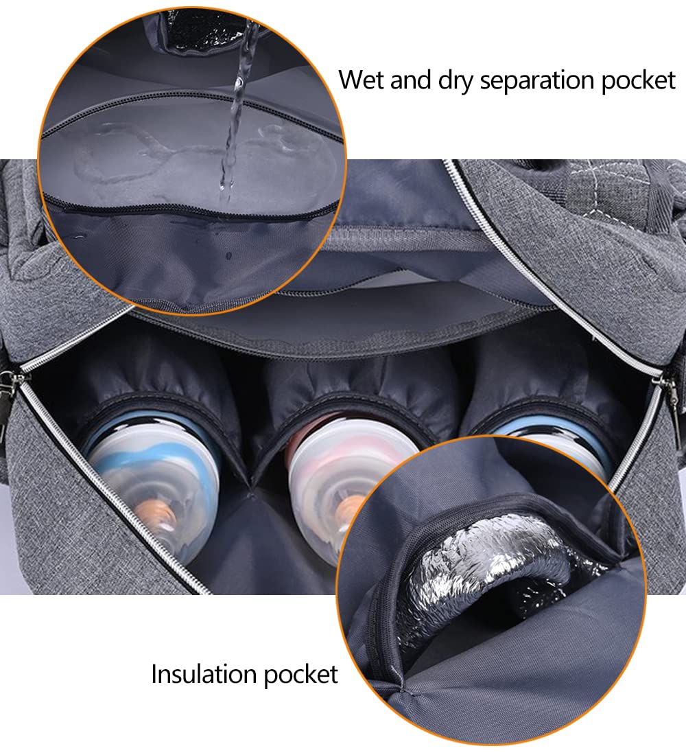 Diaper Bag Tote Baby Changing Bag Baby Bags For Mom Multifunction Travel Diaper Bag For Women(Grey2)