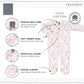 The Peanutshell Flowers & Stars 3 Pack Footed Sleepers For Baby Girls (9M) Pink