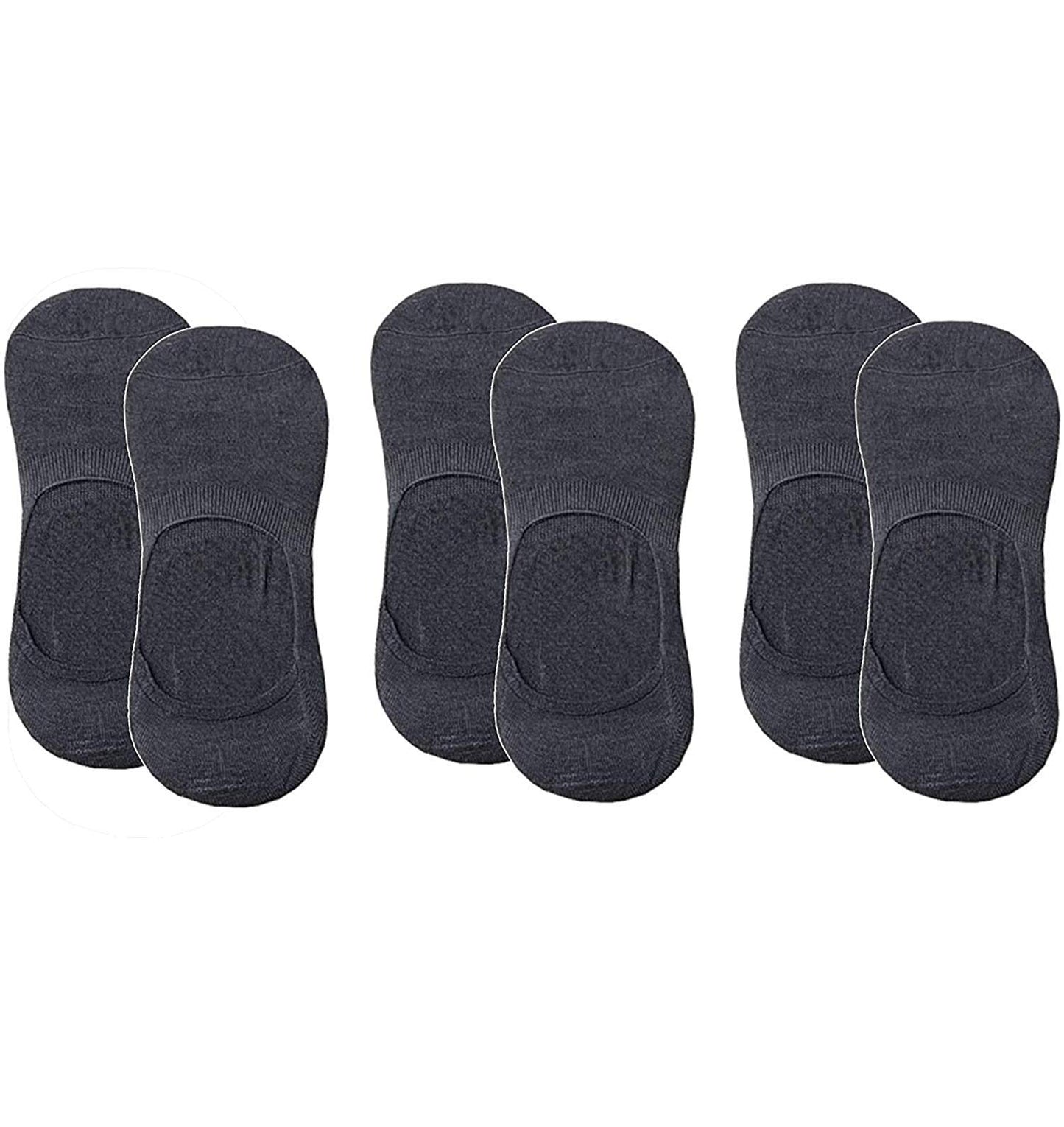 Queery Unisex Anti Slip No Show Cotton Black Loafer Socks With Anti Slip Silicon Grip (Pack Of 3)