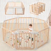 Foldable Wooden Playpen,Large Baby Gate Playpen with Child-Proof Lock-Easy Assembly, Portable Design for Babies & Toddlers- Shap