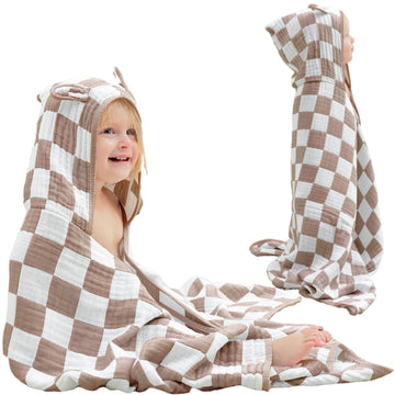 HardNok Ultra-Soft Muslin Toddler Hooded Towel - 55 x 28 Inches, Ideal for Bath & Beach, Suitable for Both Boys & Girls from New