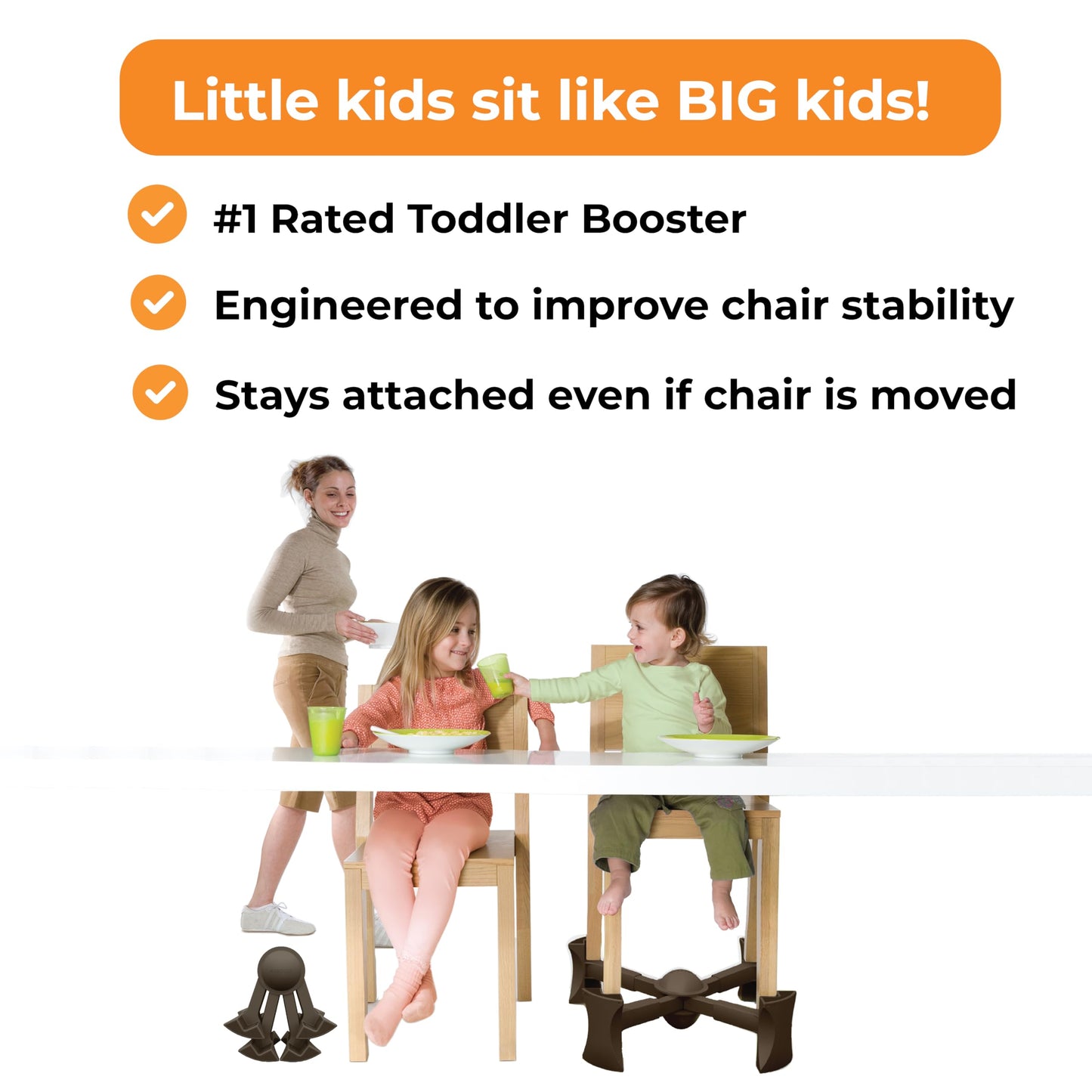 Kaboost Booster Seat For Kitchen Chair, Chocolate - Goes Under The Chair - Portable Chair Booster For Toddlers And Grown Ups