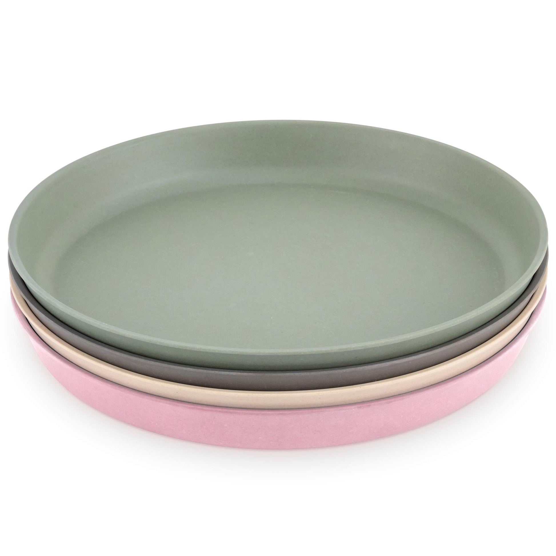 Weesprout Bamboo Plates (Pink, Green, Gray, & Beige, Without Lids)