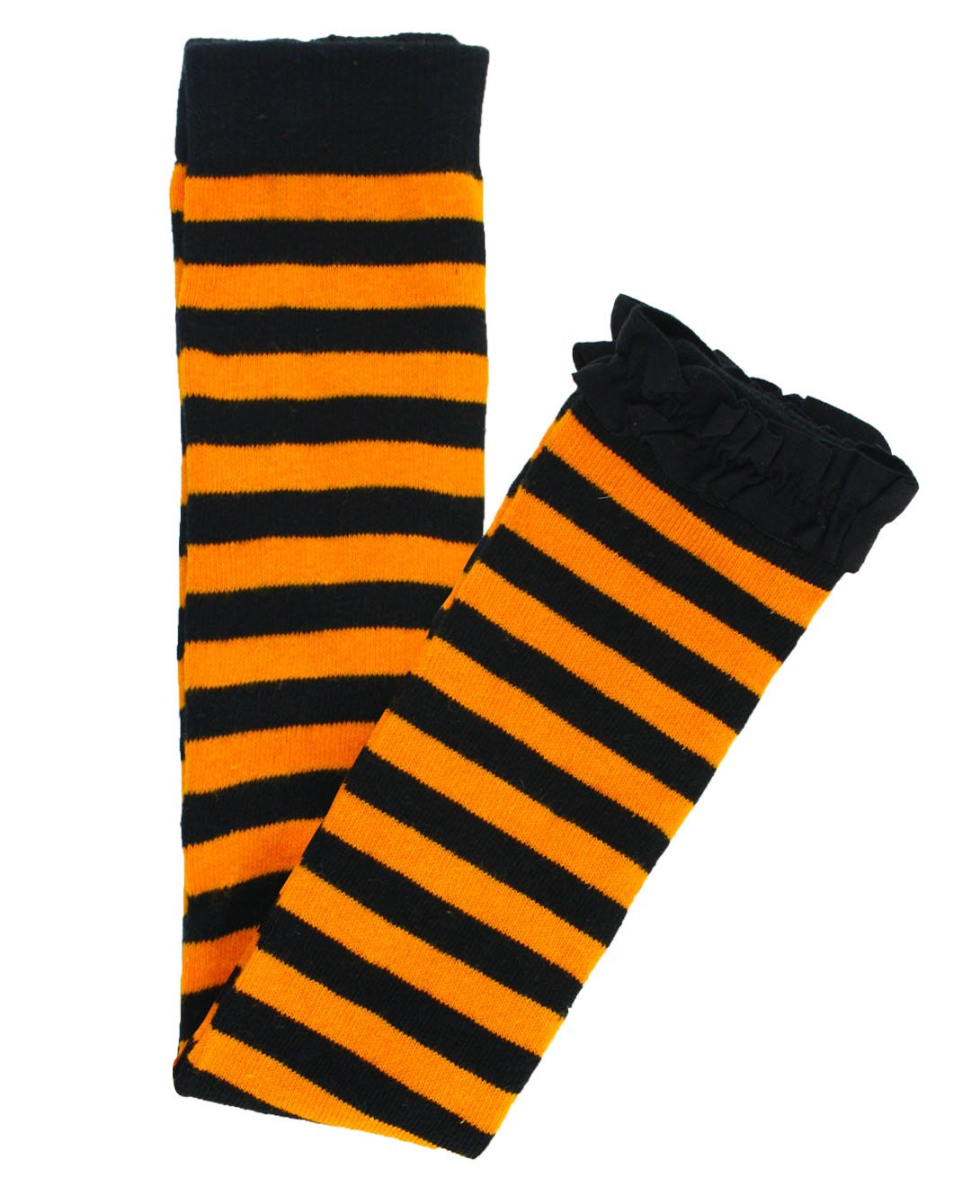 Rufflebutts Girls Footless Ruffle Tights - Orange/Black Stripe - 6-12M