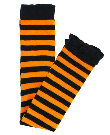 Rufflebutts Girls Footless Ruffle Tights - Orange/Black Stripe - 6-12M