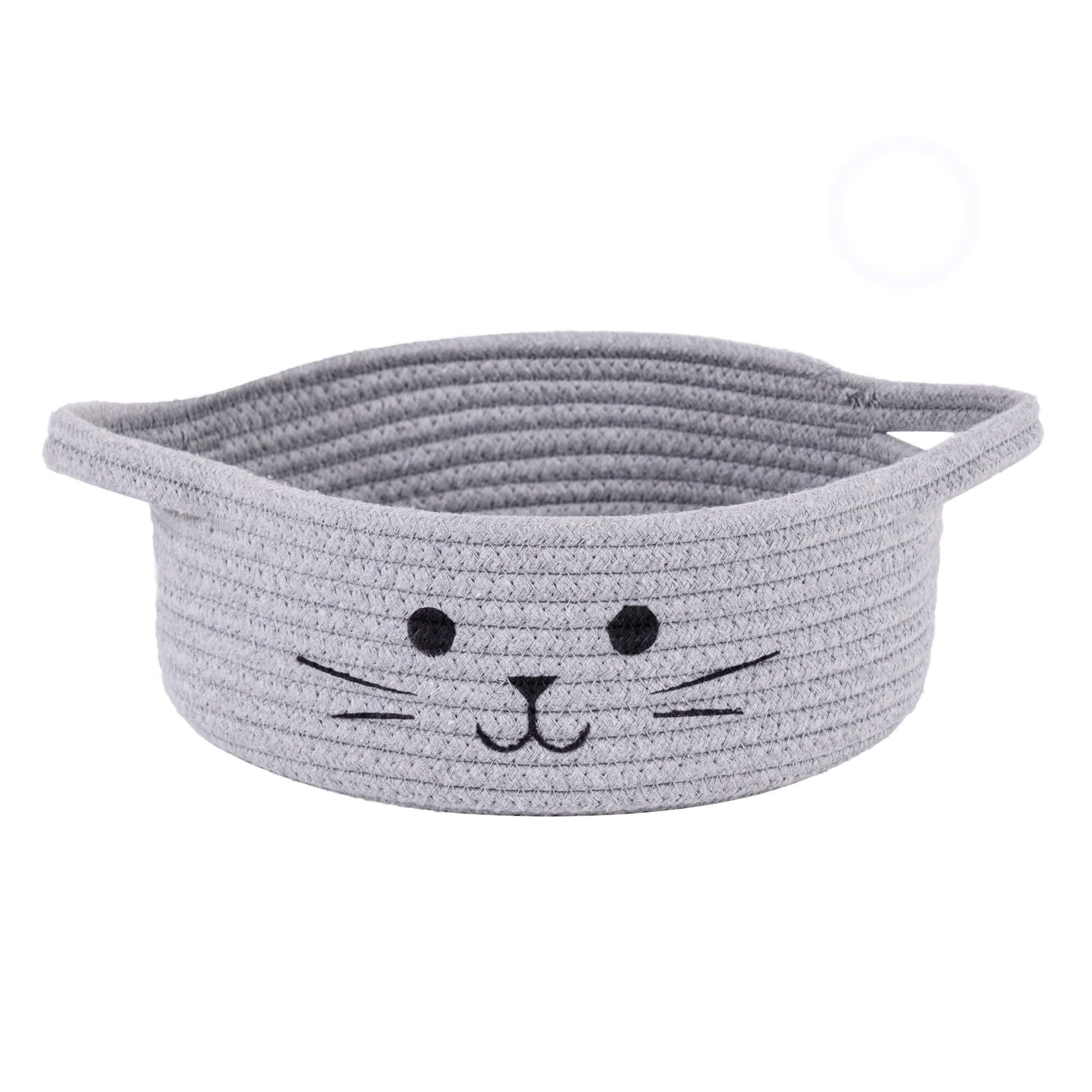 Hichen Small Woven Rope Storage Basket, Cute Cat Toy Basket For Living Room, Baby Basket For Nursery, Gift Basket Empty For Baby