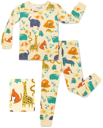Babee Reshinee Bamboo Viscose Toddler Animal Pajamas Boys Girls Kids Baby 2Pcs Long-Sleeve Pyjamas Set 3-4T Snug Fit Sleepwear P