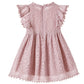 Niyage Toddler Girls Elegant Lace Pom Pom Flutter Sleeve Party Princess Dress Dusty Pink 130