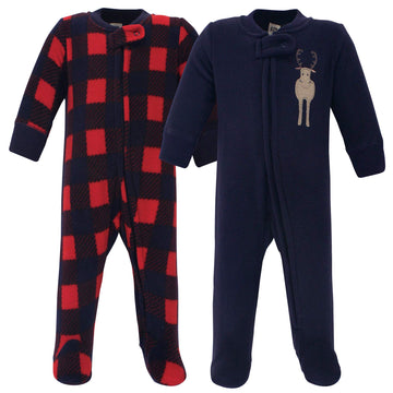 Hudson Baby Unisex Baby Fleece Sleep And Play, Forest Moose, 0-3 Months