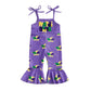 YOKJZJD Toddler Baby Girl Mardi Gras Outfit Suspender Romper Jumpsuit Overalls Bell Bottom Pants Fall Clothes (Purple, 6-12 Mont