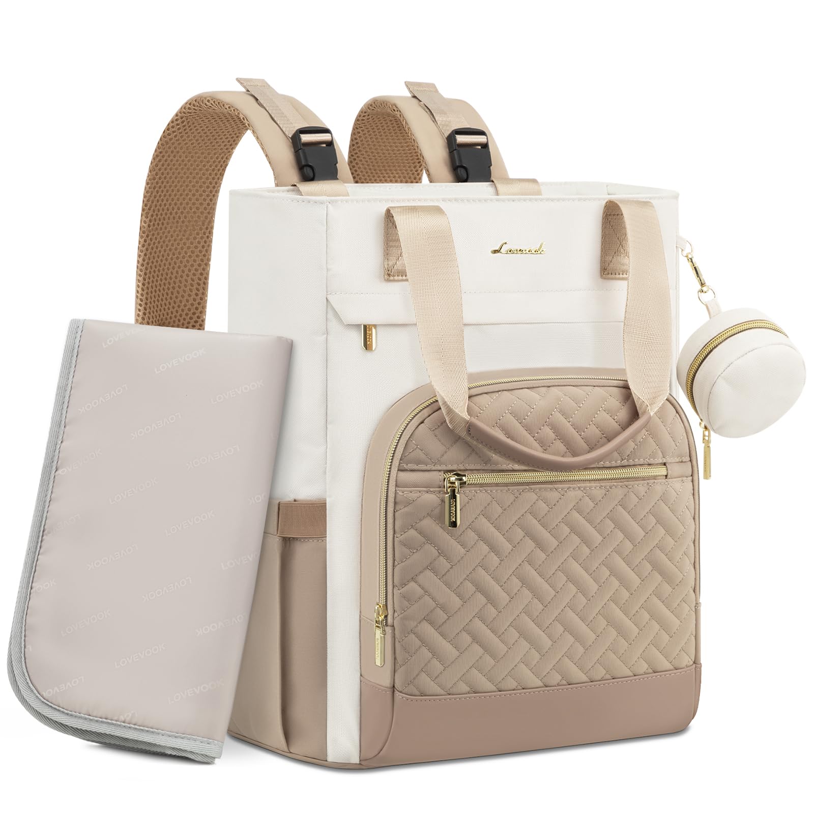 LOVEVOOK Diaper Bag Backpack, Large Capacity Portable Baby Bag with Foldable Diaper Changing Pad, Waterproof Baby Diaper Bags Gi