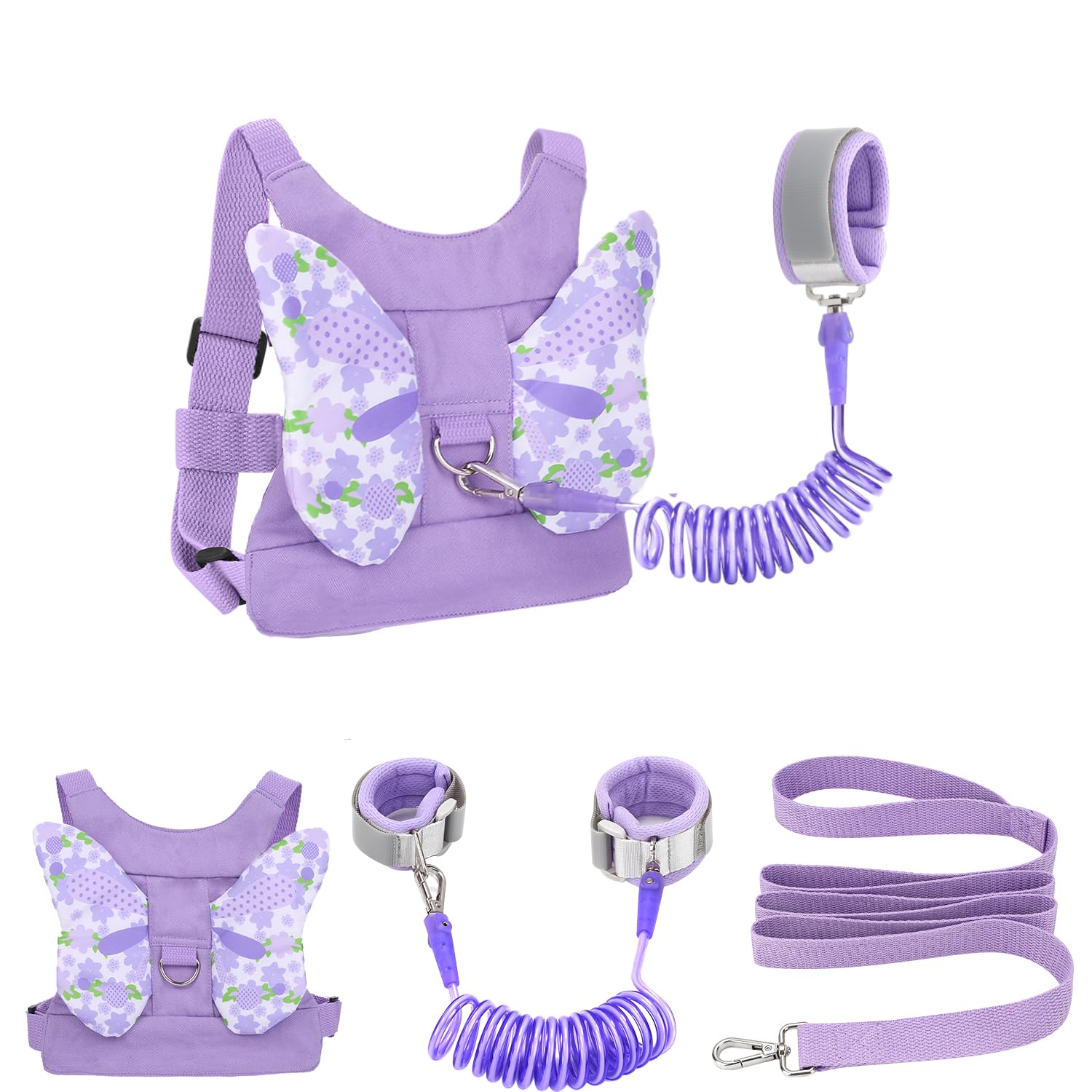 Toddlers Leash + Anti Lost Wrist Link Child Kids Safety Harness Kids Walking Wristband Assistant Strap Belt For Girl Pink Christ