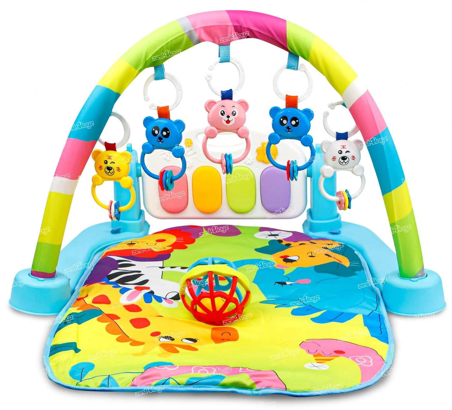 Zest 4 Toyz Baby Play Mat Gym & Fitness Rack With Hanging Rattles Lights & Musical Keyboard Mat Piano  Blue, Pack Of 1
