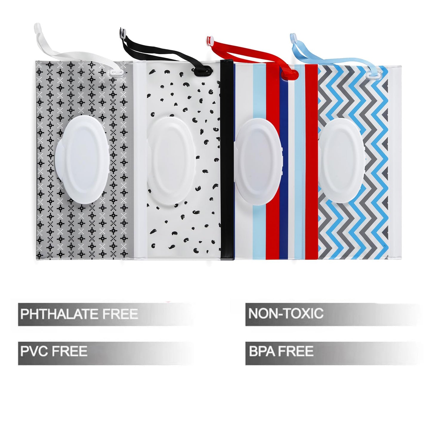 Pandaear 4 Pack Baby Wipe Dispenser, Refillable Baby Wipe Holder Bag Portable Wipes Container Reusable Wet Wipe Pouch