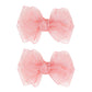 3.5-Inch Organza Hair Bows For Girls - Elegant Sheer Ribbon Alligator Clips For Toddlers, Kids, And Teens - Pack Of 2, Pink