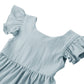 Dutebare Toddler Baby Girls Dress Cotton Linen Ruffle Sleeveless Halter Kids Casual Beach Dresses Light Blue 110