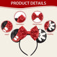 Razko Minnie Ears Headband, Sparkle Black Mickey Ears Headband With Bow,Park Ears Headband,Princess Decoration Cosplay Costume F