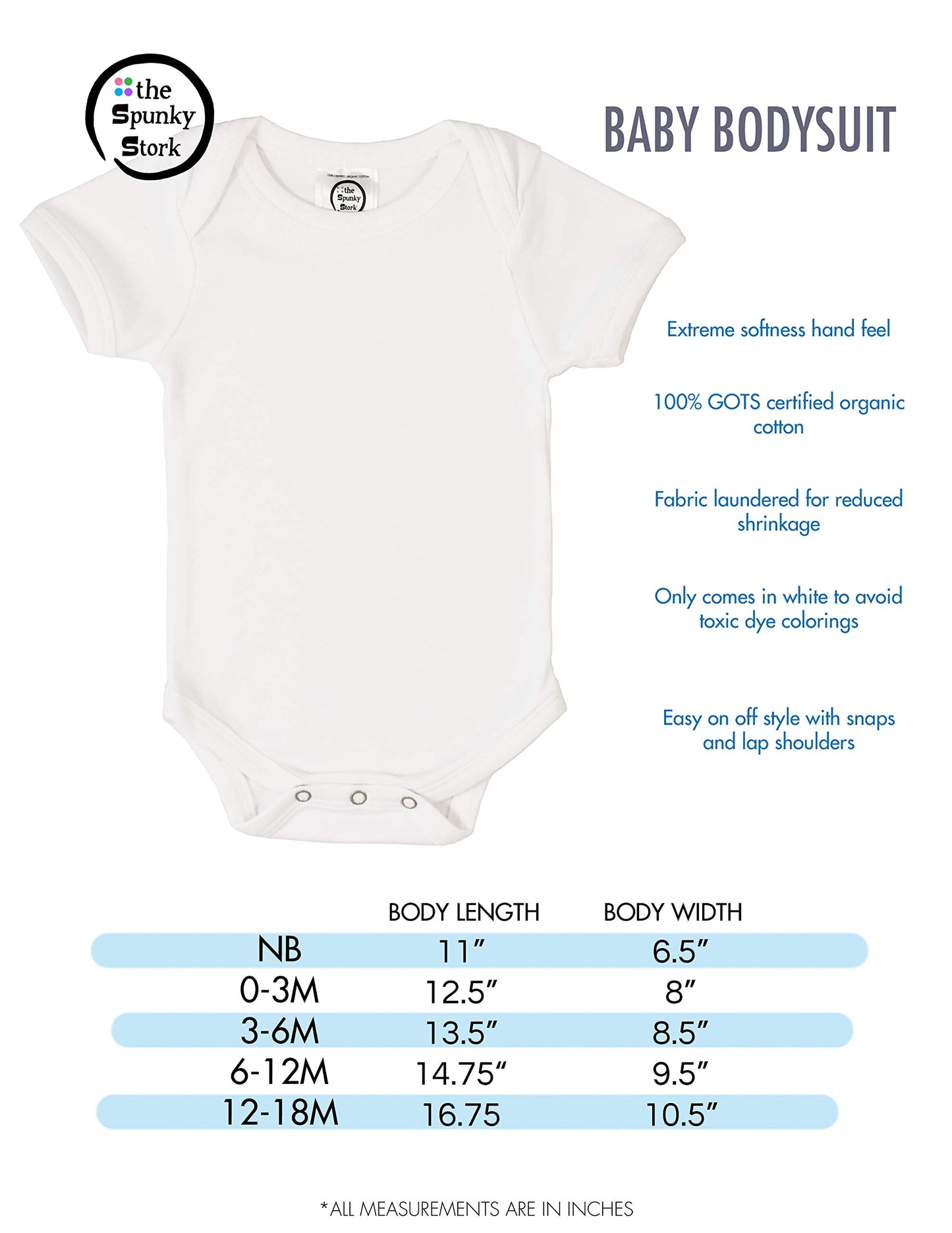 The Spunky Stork Take Me Home Country Roads Organic Cotton Baby Bodysuit (12-18M) White