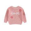 Baby Girl Cute Long Sleeve Crew Neck Love Embroidery Sweater Toddler Valentine Day Outfits (Pink Love Heart, 0-3 Months)