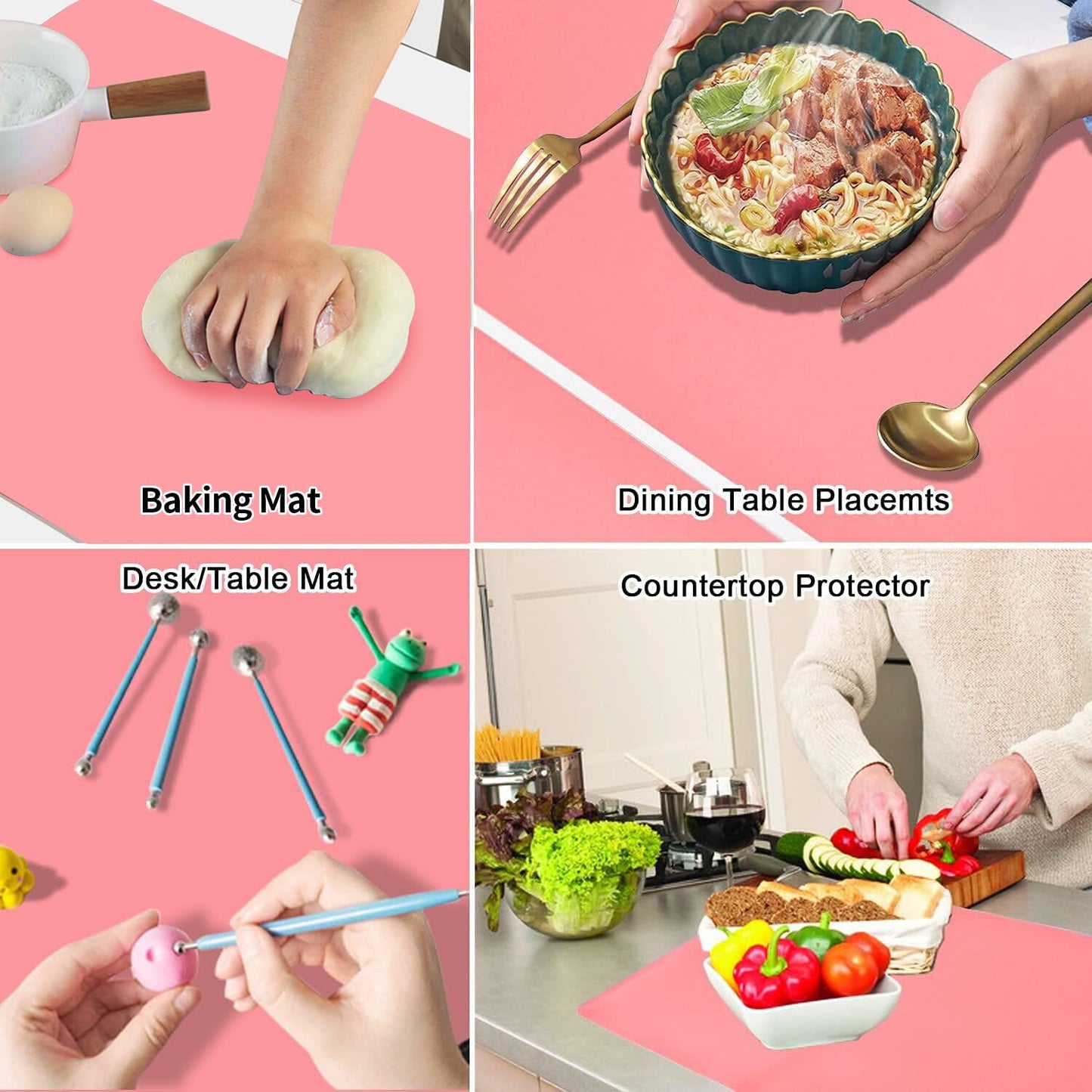 Extra Large Silicone Mats For Kitchen Counter, 27.6'' X19.7'' Silicone Placemats For Kids, Nonstick Silicone Mat For Baking Craf