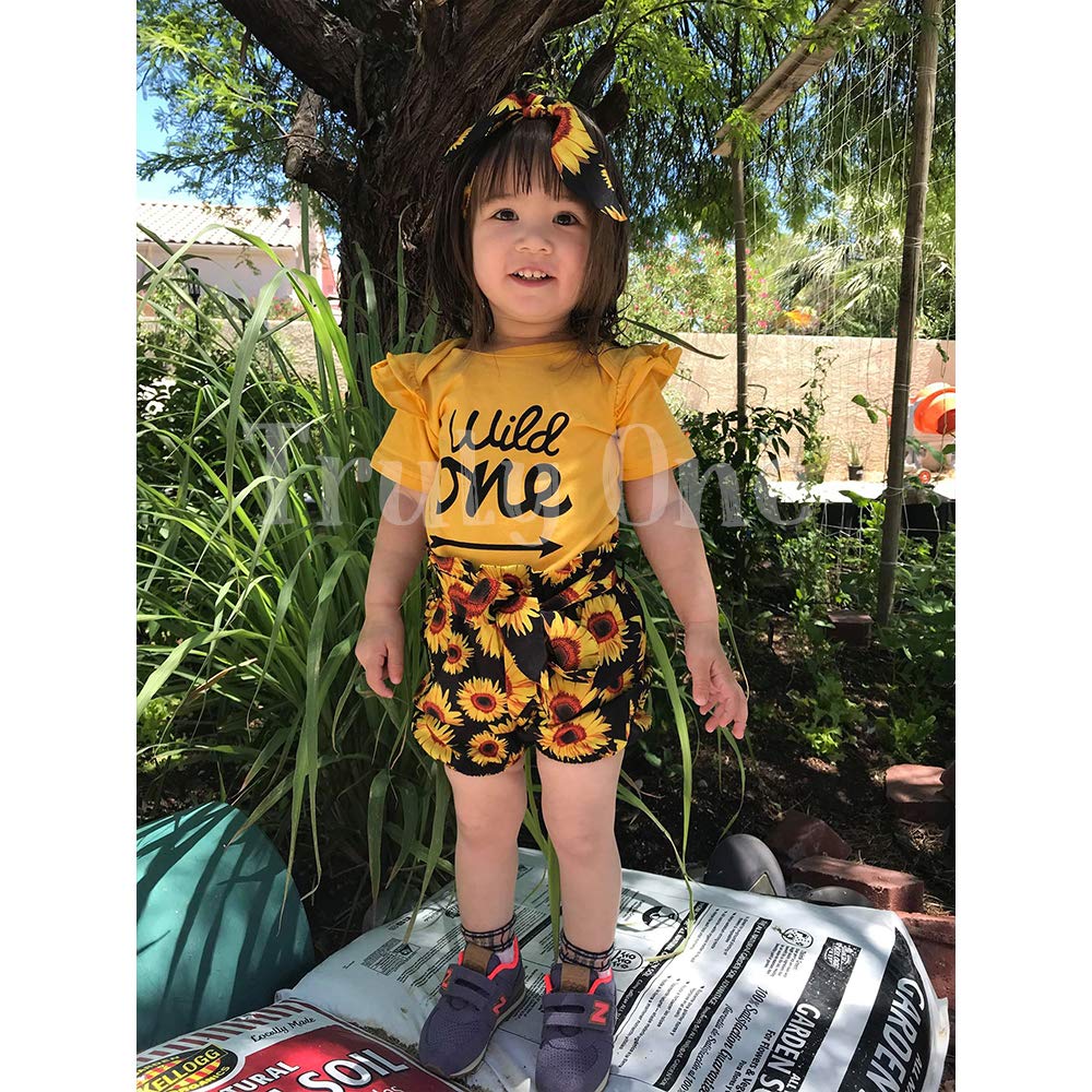 Baby Girl 1St Birthday Outfit Baby First Birthday Clothes Girl Wild One Outfit (Yellow,12-18 Months)
