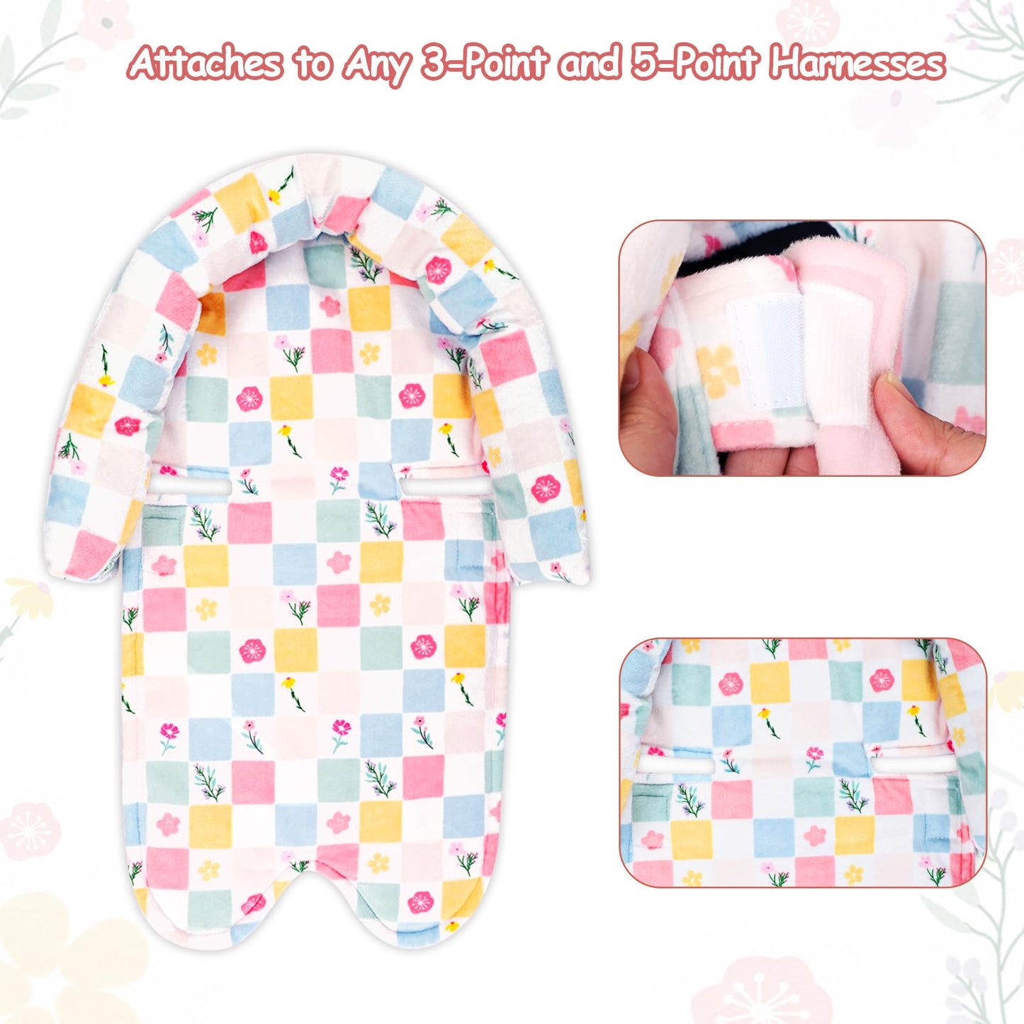 Swesen Baby Car Seat Head Support, Super Soft 2 In 1 Infant Car Seat Insert For Girls, Reversible Newborn Car Seat Insert Cushio