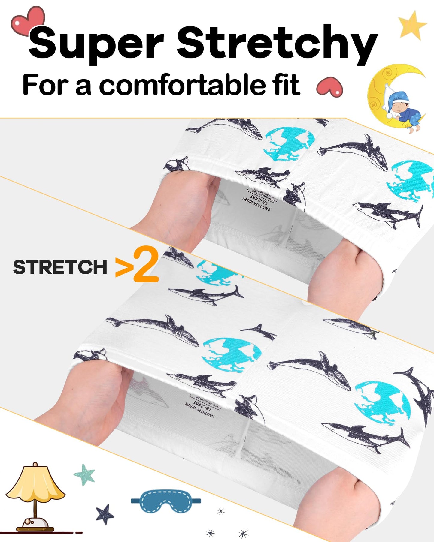 Daughter Queen Boys Pajamas 18-24 Months Summer Pjs Shark Pj Sets Baby Toddler 100% Cotton Short Sleeve Jammies Whale Sleepwear