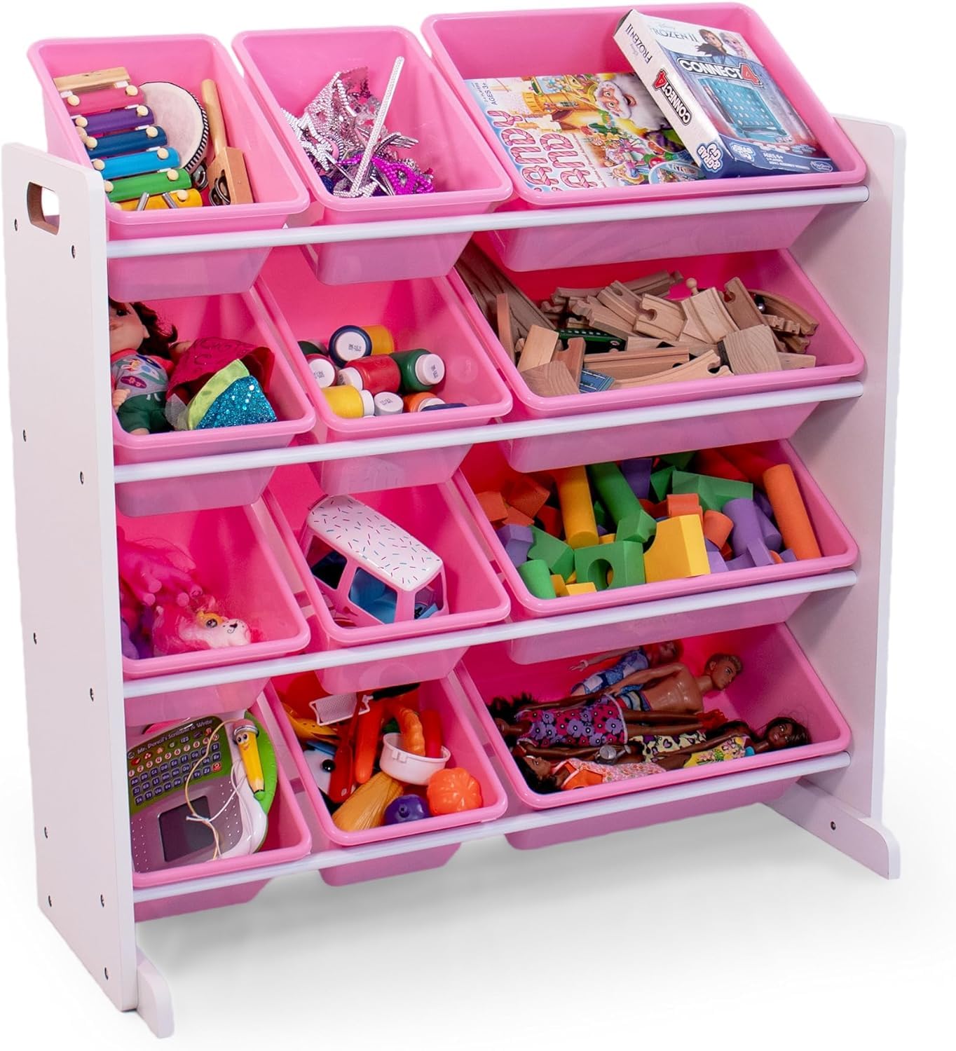 Homesmiths Pink Toy Storage Organizer For Kids, Set Of 12 Pastel Bins Perfect For Home, Play Schools And Kindergarden
