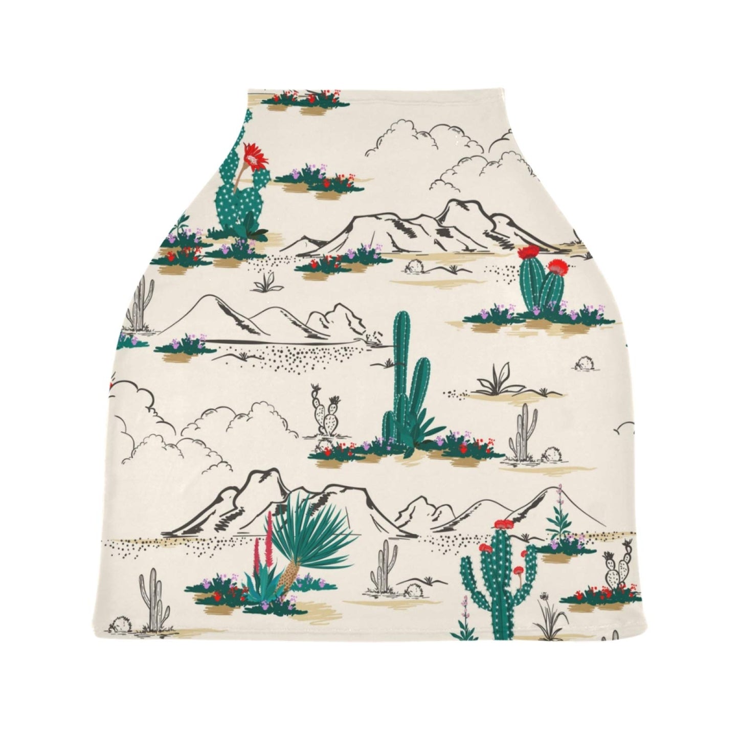 Blueangle Desert Cactus Baby Car Seat Cover Canopy Stretchy Soft Nursing Breastfeeding Cover Multi-Use Breathable Stroller Cover