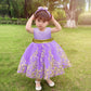 Infant Girls Easter Big Bowknot Dresses Baby Little Girls Tulle Lace Wedding Party Ball Gown Dress (Purple,60)